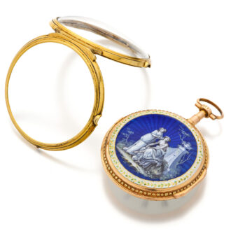 French gold and enamel watch with protective outer Circa 1790
