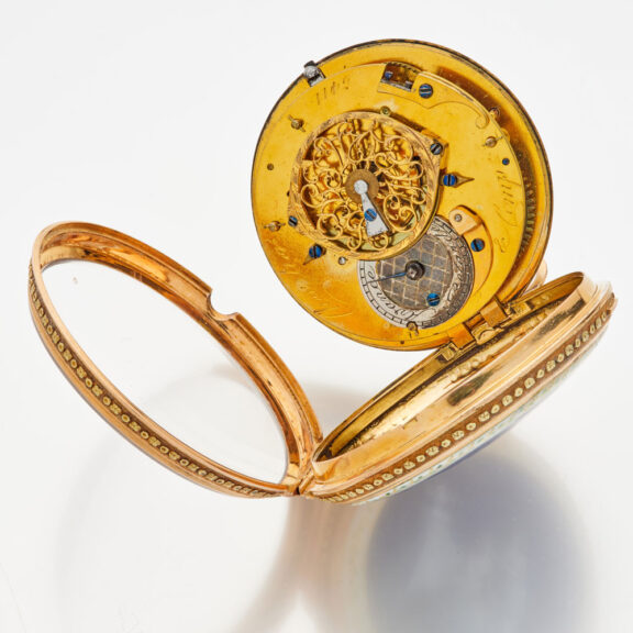 French gold and enamel watch with protective outer Circa 1790 French gold and enamel watch with protective outer Circa 1790