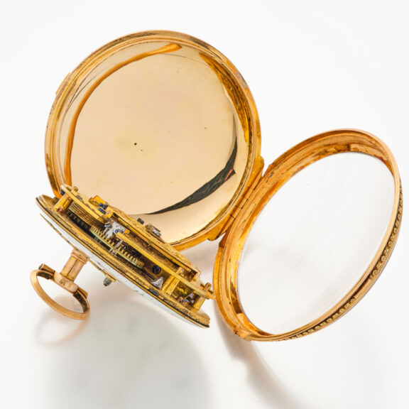 French gold and enamel watch with protective outer Circa 1790 French gold and enamel watch with protective outer Circa 1790