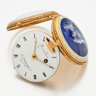 French gold and enamel watch with protective outer Circa 1790
