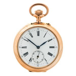 Rare Swiss 14K pink gold pocket watch with alarm Circa 1890