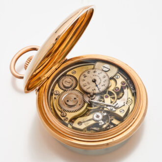 Rare Swiss 14K pink gold pocket watch with alarm Circa 1890