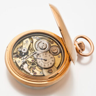 Rare Swiss 14K pink gold pocket watch with alarm Circa 1890