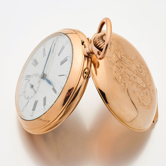 Rare Swiss 14K pink gold pocket watch with alarm Circa 1890 Rare Swiss 14K pink gold pocket watch with alarm Circa 1890