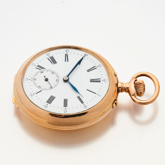 Rare Swiss 14K pink gold pocket watch with alarm Circa 1890 Rare Swiss 14K pink gold pocket watch with alarm Circa 1890