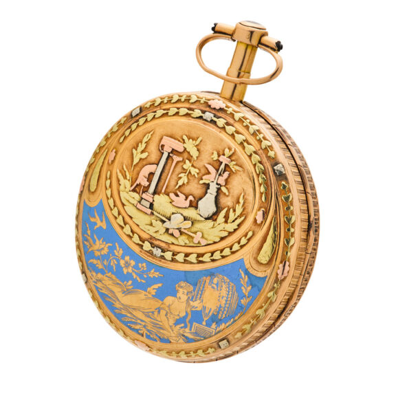 Swiss gold and enamel decorative verge watch Circa 1795 Swiss gold and enamel decorative verge watch Circa 1795