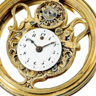 Austrian gilded brass and half pearls set verge watch Circa 1800