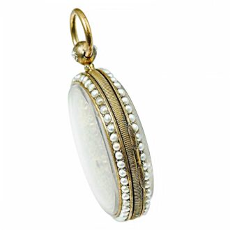 Austrian gilded brass and half pearls set verge watch Circa 1800