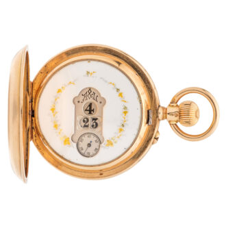 Very rare Swiss 14 carat gold digital pocket watch Circa 1890