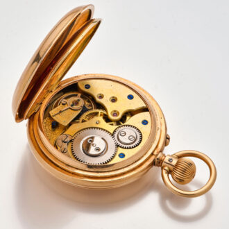 Very rare Swiss 14 carat gold digital pocket watch Circa 1890