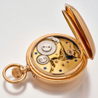 Very rare Swiss 14 carat gold digital pocket watch Circa 1890