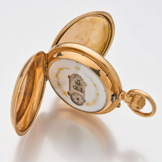 Very rare Swiss 14 carat gold digital pocket watch Circa 1890