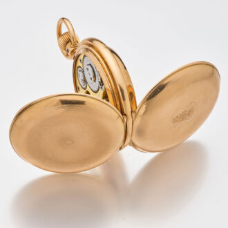 Very rare Swiss 14 carat gold digital pocket watch Circa 1890