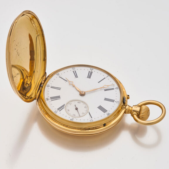 French gold cylinder watch with rare movement Circa 1870 French gold cylinder watch with rare movement Circa 1870