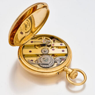 French gold cylinder watch with rare movement Circa 1870