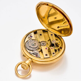 French gold cylinder watch with rare movement Circa 1870