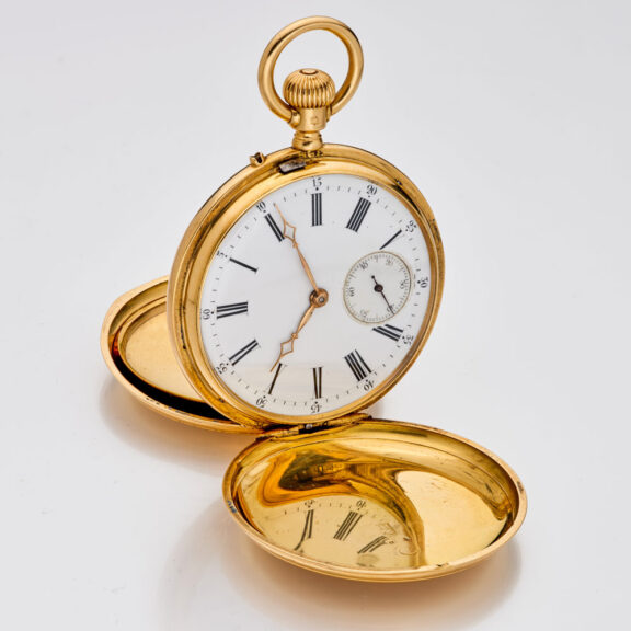 French gold cylinder watch with rare movement Circa 1870 French gold cylinder watch with rare movement Circa 1870