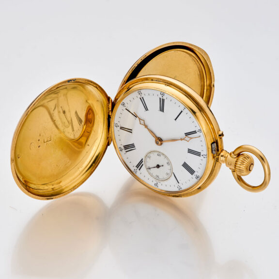 French gold cylinder watch with rare movement Circa 1870 French gold cylinder watch with rare movement Circa 1870