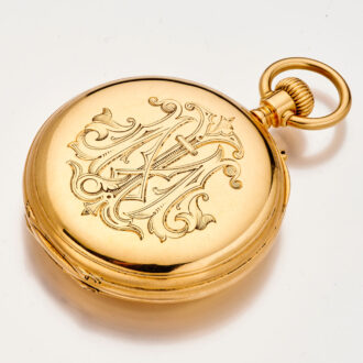 French gold cylinder watch with rare movement Circa 1870