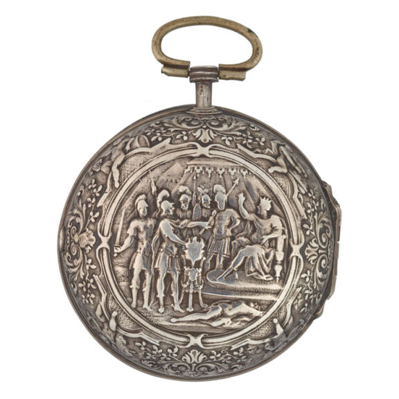 A Dutch verge pocket watch in a silver cast case Circa 1730 A Dutch verge pocket watch in a silver cast case Circa 1730