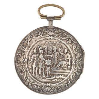 Dutch verge watch in a silver repousse cast case Circa 1730