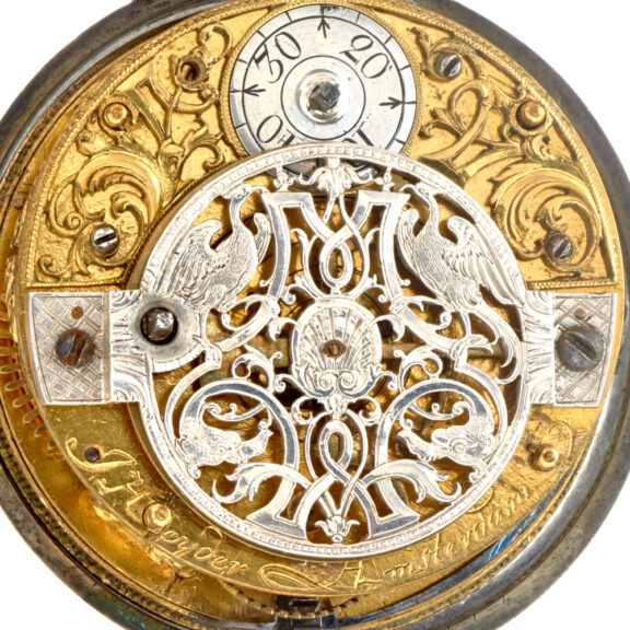 A Dutch verge pocket watch in a silver cast case Circa 1730 A Dutch verge pocket watch in a silver cast case Circa 1730