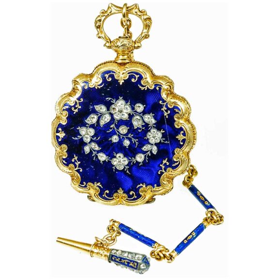 Swiss attractive 18k gold decorated pendant watch Circa 1855 Swiss attractive 18k gold decorated pendant watch Circa 1855