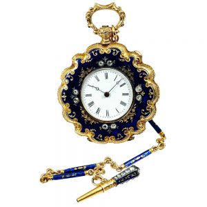 Swiss attractive 18k gold decorated pendant watch Circa 1855