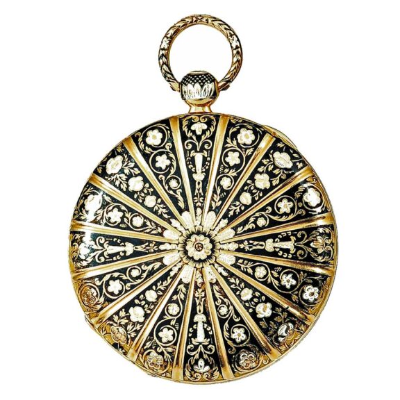 Swiss rare, thin gold enamel pocket watch Circa 1830 Swiss rare, thin gold enamel pocket watch Circa 1830
