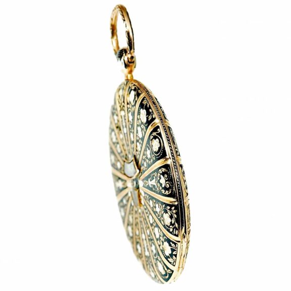 Swiss rare, thin gold enamel pocket watch Circa 1830 Swiss rare, thin gold enamel pocket watch Circa 1830