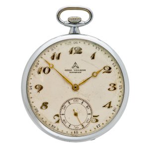 Dutch nickel-chrome keyless lever pocket watch Circa 1930