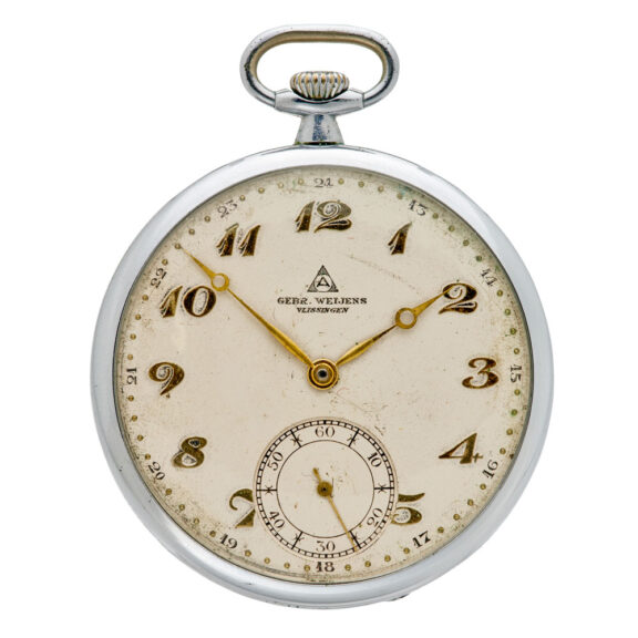 Dutch nickel-chrome keyless lever pocket watch Circa 1930
