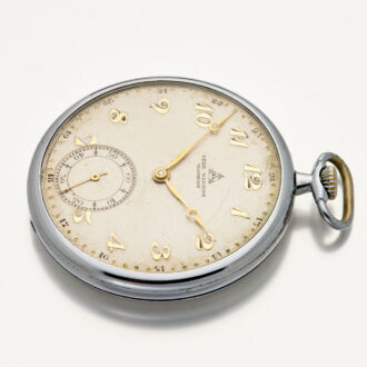 Dutch nickel-chrome keyless lever pocket watch Circa 1930