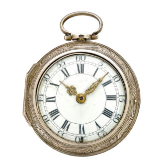 Fine Dutch silver repoussé verge pocket watch Circa 1765