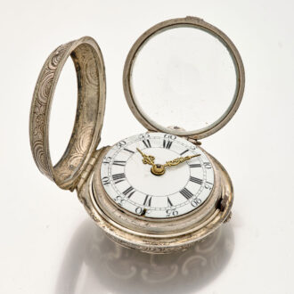 Fine Dutch silver repoussé verge pocket watch Circa 1765