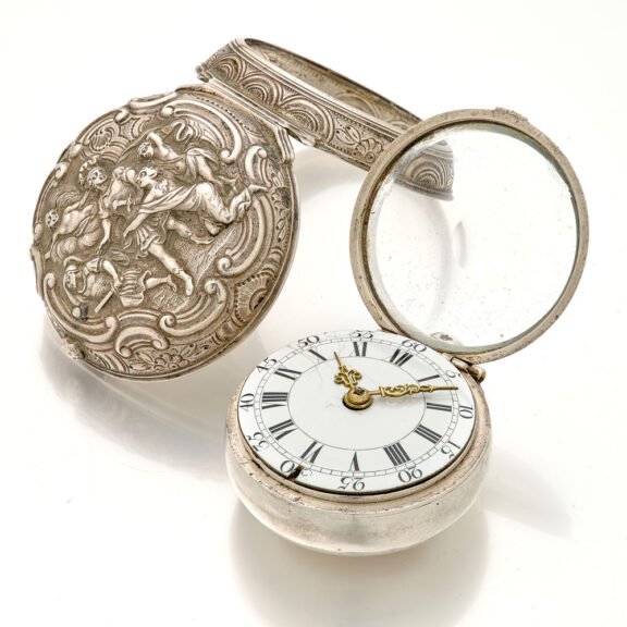 Fine Dutch silver repoussé verge pocket watch Circa 1765 Fine Dutch silver repoussé verge pocket watch Circa 1765