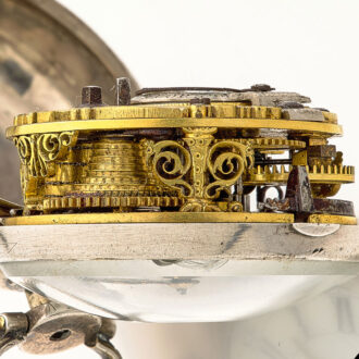 Fine Dutch silver repoussé verge pocket watch Circa 1765
