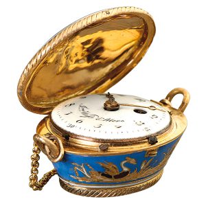 Swiss pendant form watch in the shape of a basket Circa 1810