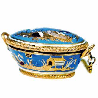 Swiss pendant form watch in the shape of a basket Circa 1810