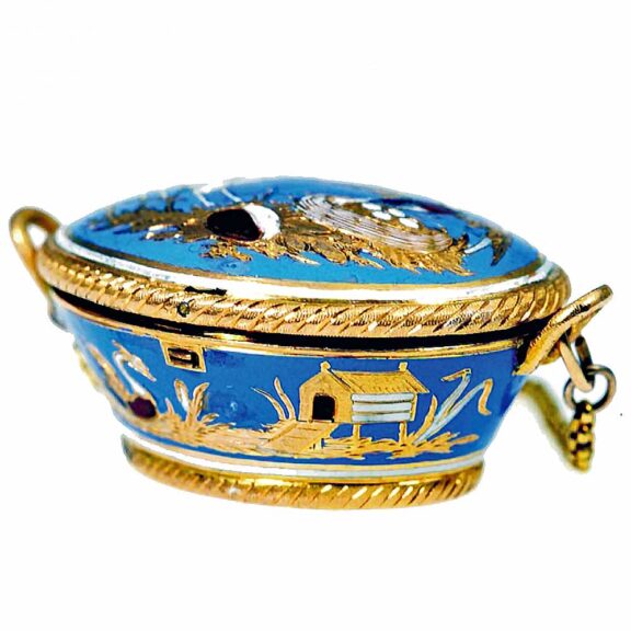 Swiss pendant form watch in the shape of a basket Circa 1810 Swiss pendant form watch in the shape of a basket Circa 1810