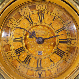 English gold pair cased repoussé verge with date Circa 1732 English gold pair cased repoussé verge with date Circa 1732