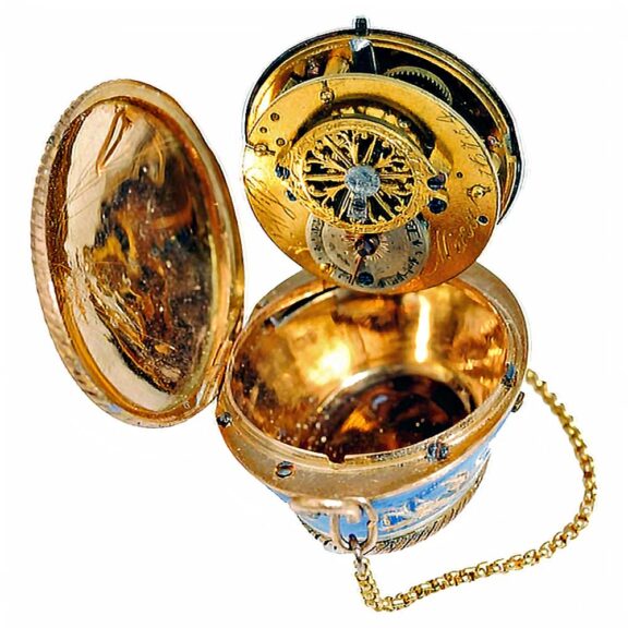 Swiss pendant form watch in the shape of a basket Circa 1810 Swiss pendant form watch in the shape of a basket Circa 1810
