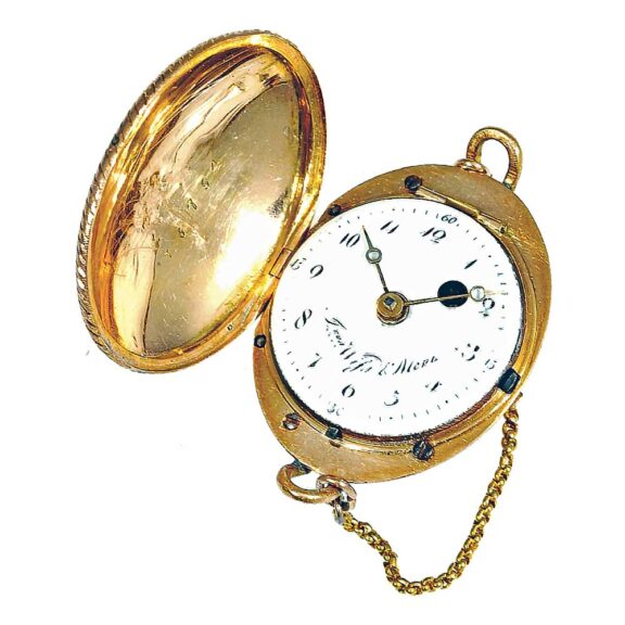 Swiss pendant form watch in the shape of a basket Circa 1810 Swiss pendant form watch in the shape of a basket Circa 1810