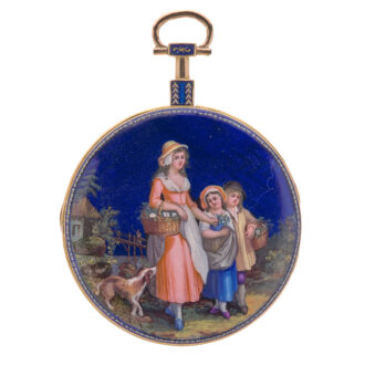Swiss fine 18 carat gold and enamel verge watch Circa 1800