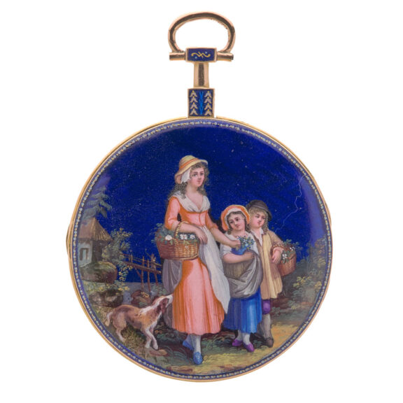 Swiss fine 18 carat gold and enamel verge watch Circa 1800 Swiss fine 18 carat gold and enamel verge watch Circa 1800