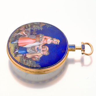 Swiss fine 18 carat gold and enamel verge watch Circa 1800
