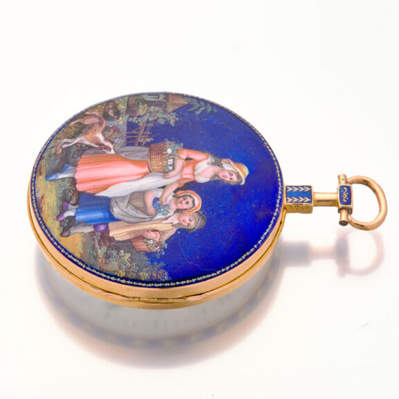 Swiss fine 18 carat gold and enamel verge watch Circa 1800 Swiss fine 18 carat gold and enamel verge watch Circa 1800