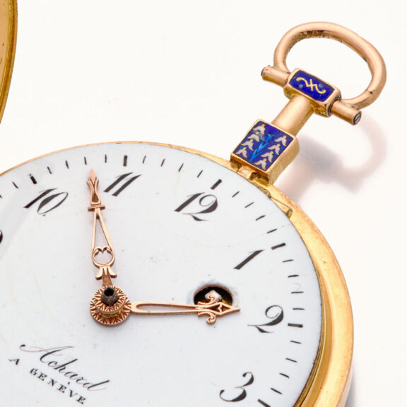 Swiss fine 18 carat gold and enamel verge watch Circa 1800 Swiss fine 18 carat gold and enamel verge watch Circa 1800