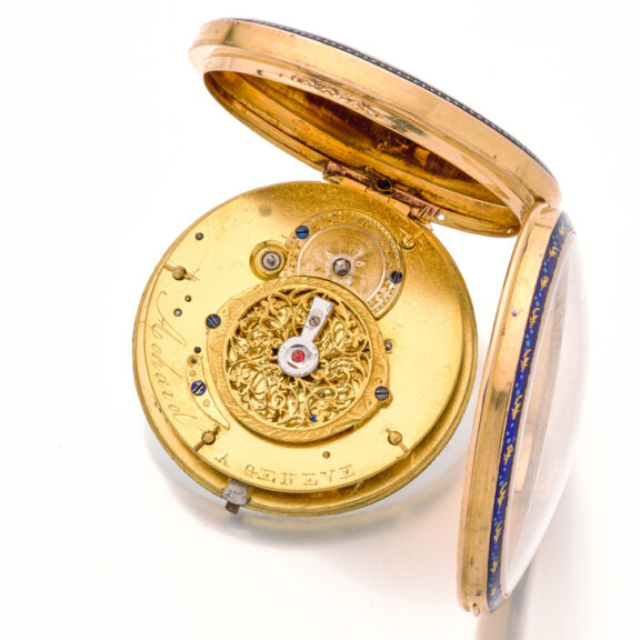 Swiss fine 18 carat gold and enamel verge watch Circa 1800 Swiss fine 18 carat gold and enamel verge watch Circa 1800