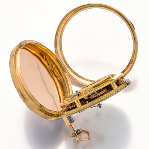 Swiss fine 18 carat gold and enamel verge watch Circa 1800 Swiss fine 18 carat gold and enamel verge watch Circa 1800